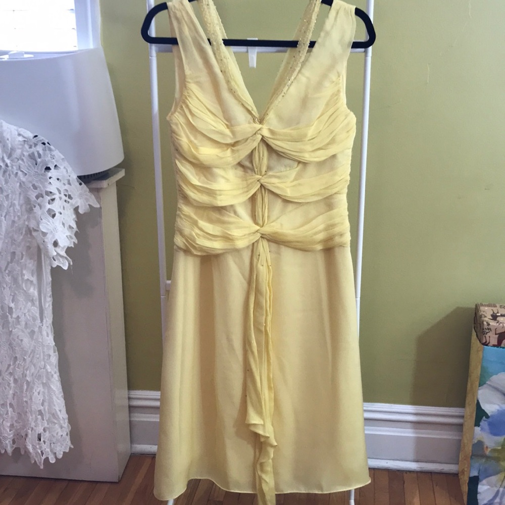 Yellow Cocktail Dress with Bead Details